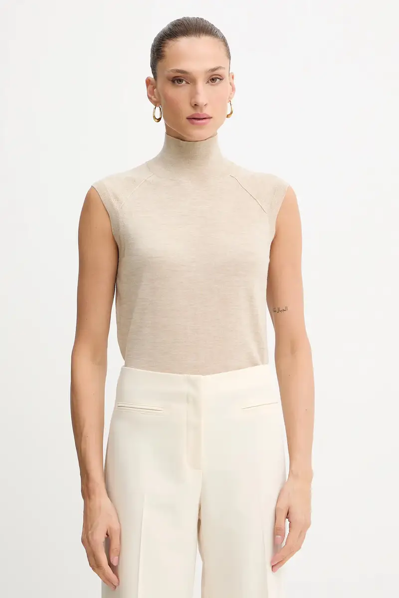 Boss gilè in lana donna colore beige 50544998