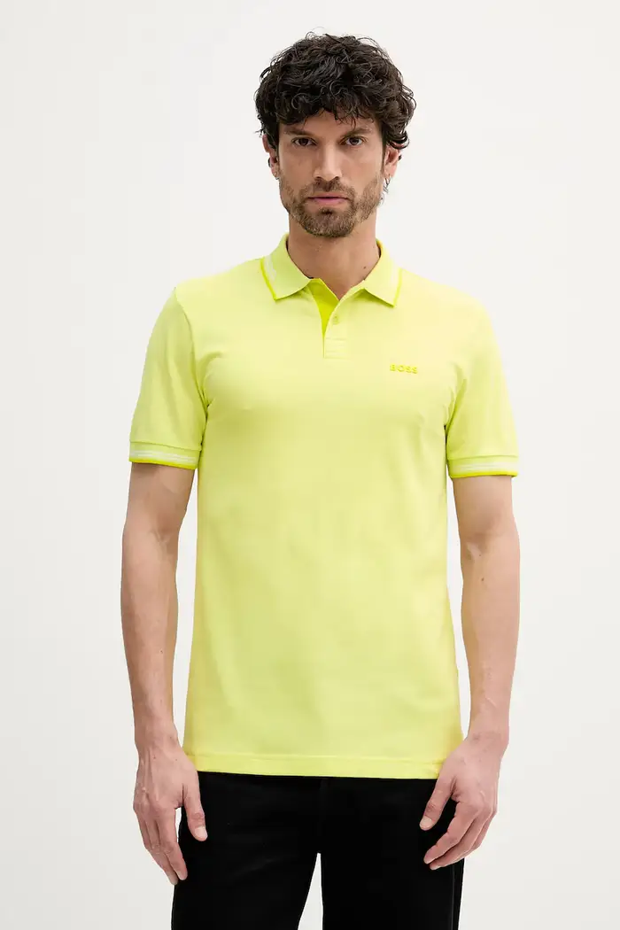 BOSS Green polo da uomo con cotone Paul Verde