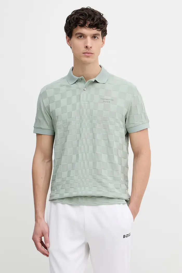 BOSS Green polo da uomo in cotone BOSS X PORSCHE Verde
