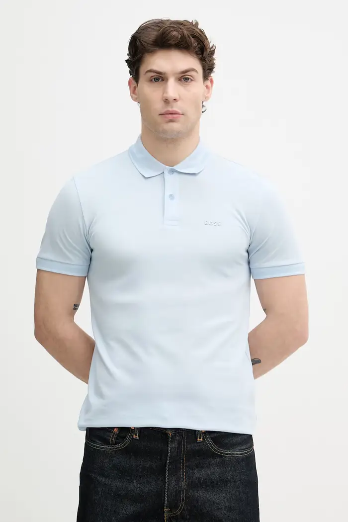 BOSS Green polo da uomo in cotone Pio 1 Blu