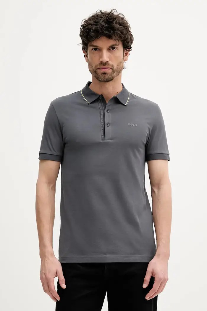 BOSS Green polo in cotone Paule 4 Grigio