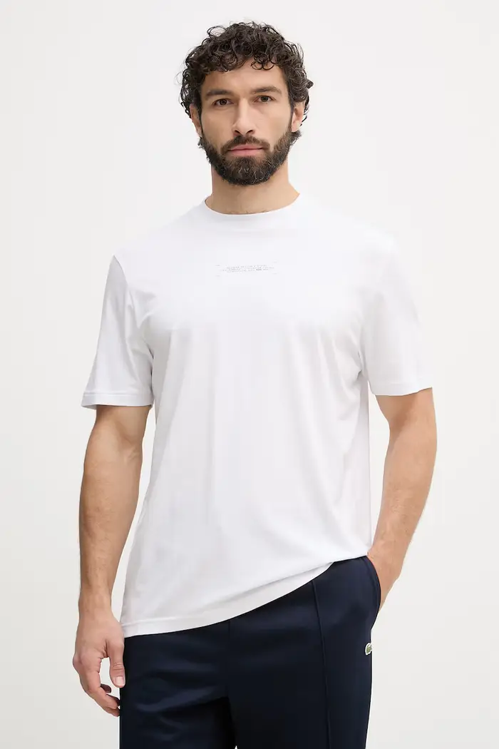 t-shirt da uomo con cotone Bianco miniatura 3