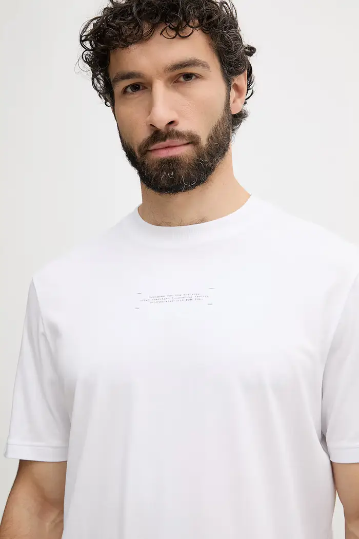 t-shirt da uomo con cotone Bianco miniatura 4