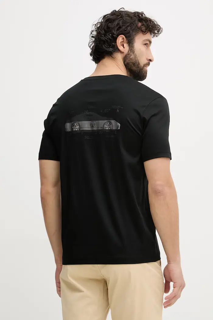 BOSS Green t-shirt da uomo in cotone BOSS X PORSCHE Nero