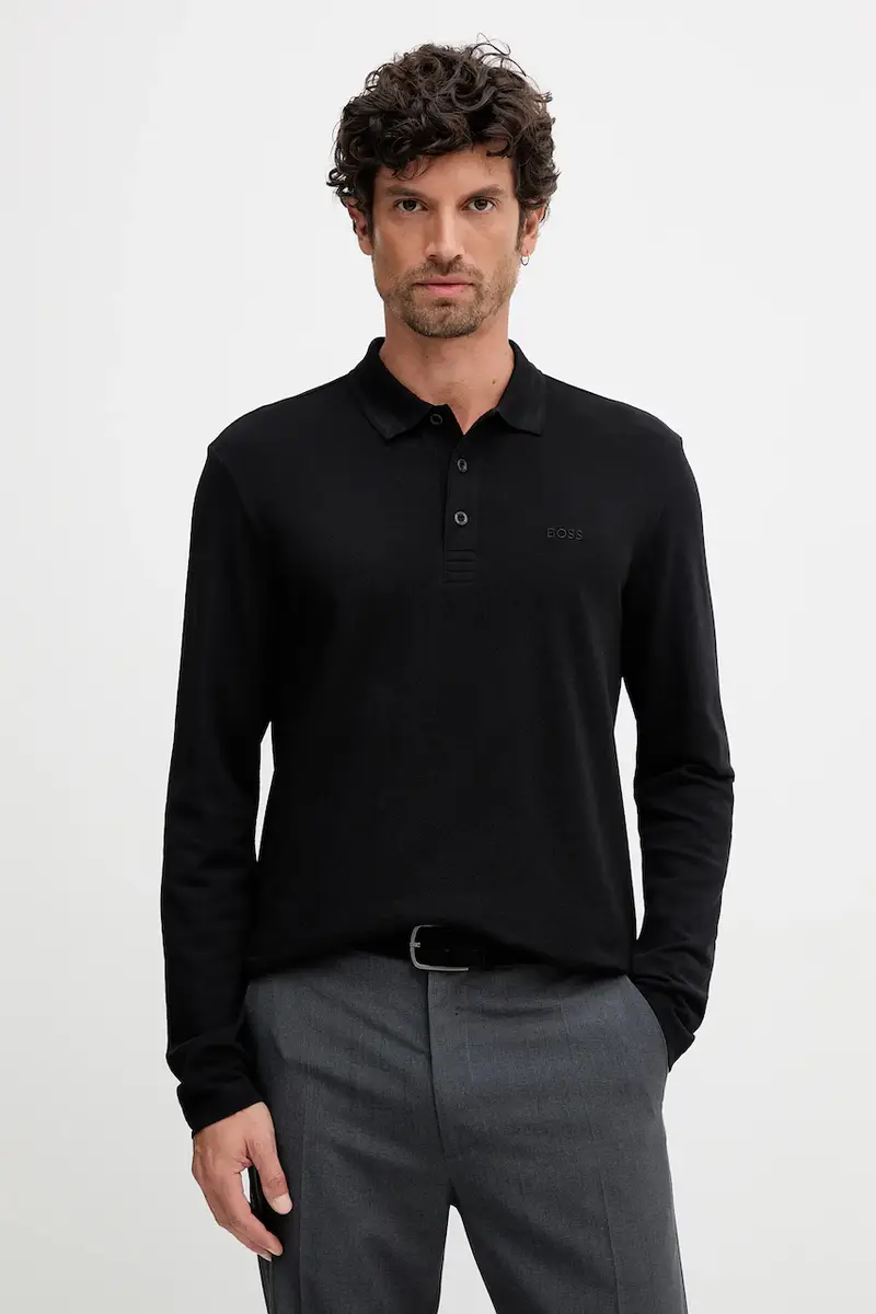 BOSS Green top a maniche lunghe in cotone colore nero 50536609