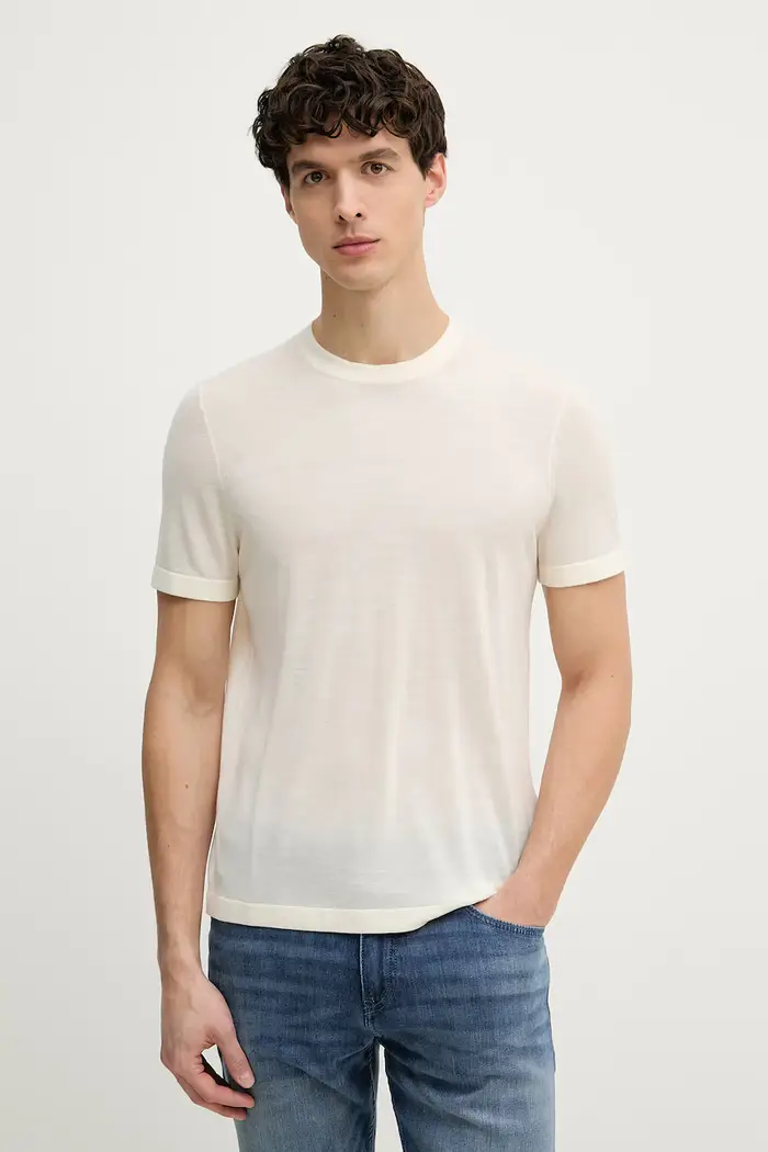maglietta maglione da uomo in lana BOSS X DAVID BECKHAM Beige