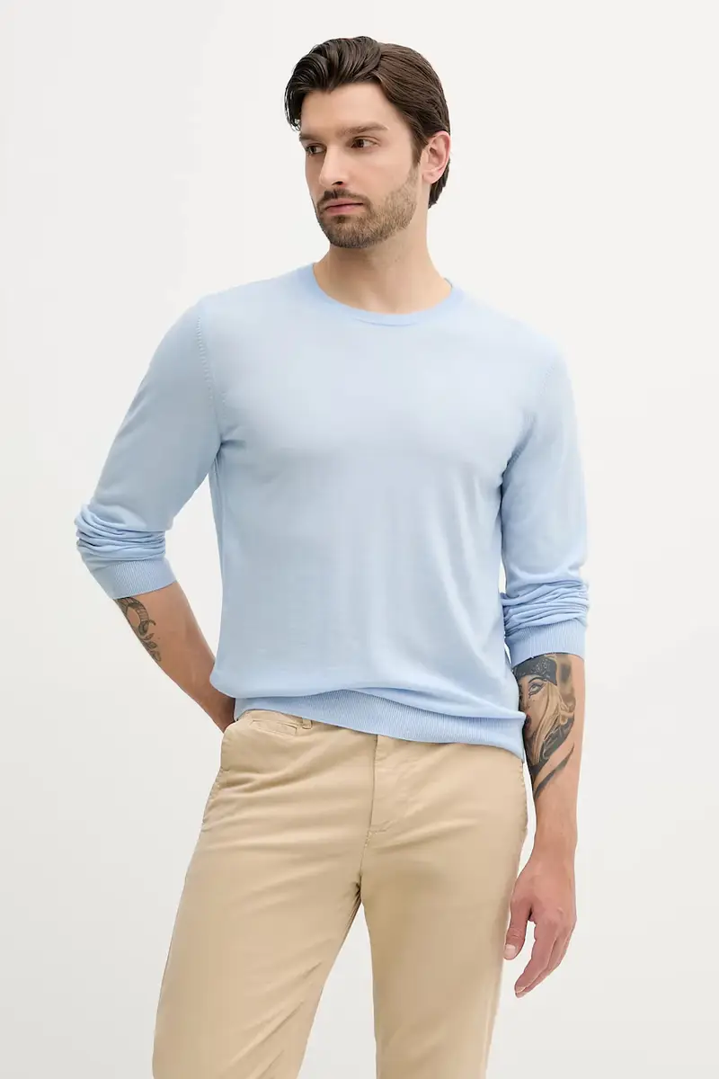 Boss maglione in lana uomo colore nero 50468239 Blu