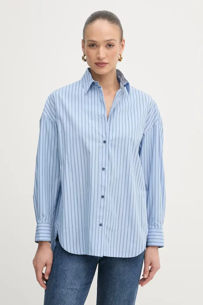 Boss Orange camicia da donna in cotone C Bostatta Blu