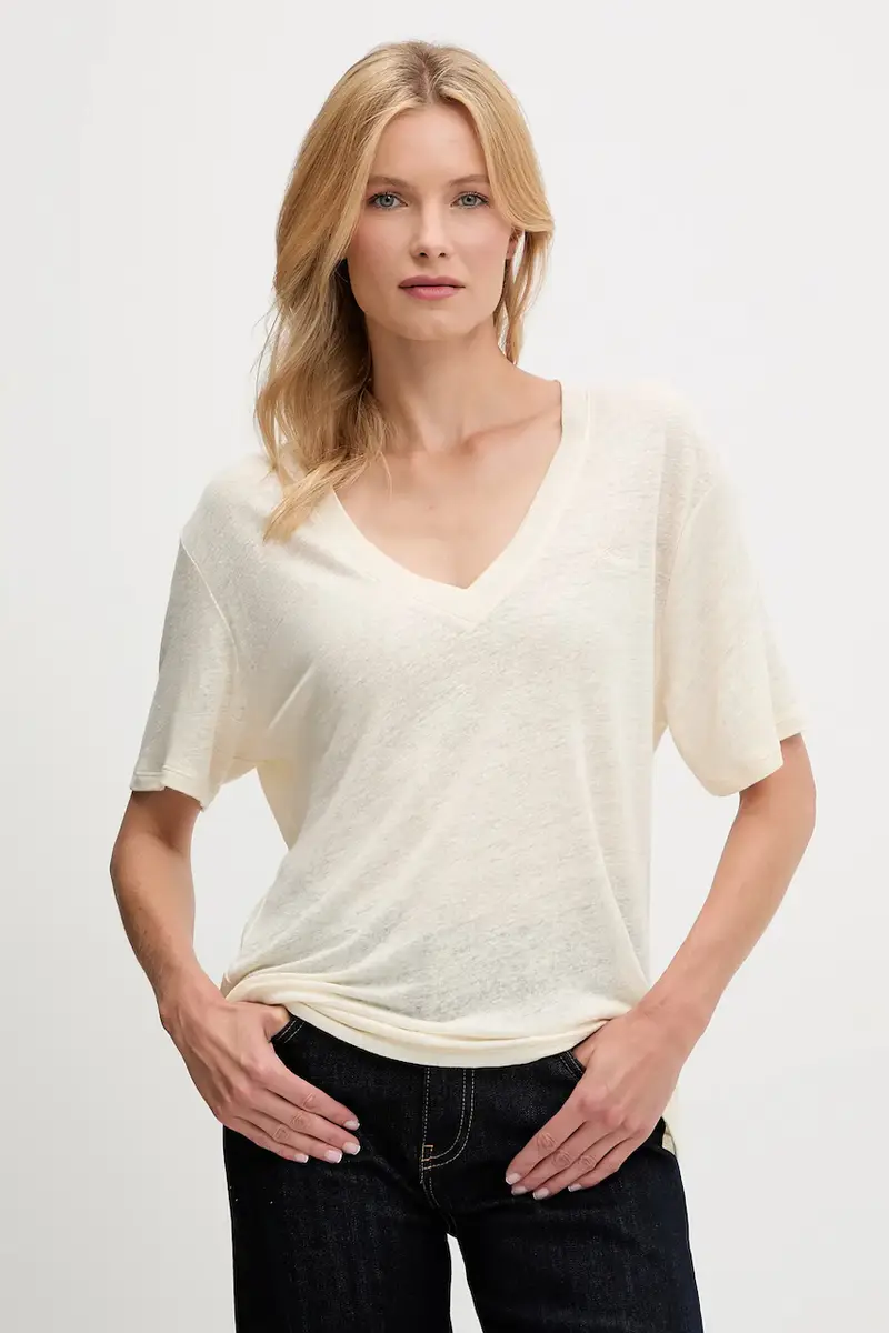 Boss Orange maglietta in lino colore nero 50538645 Beige