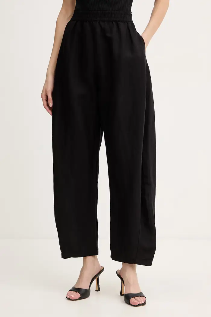 Boss Orange pantaloni con lino C Talinen Nero