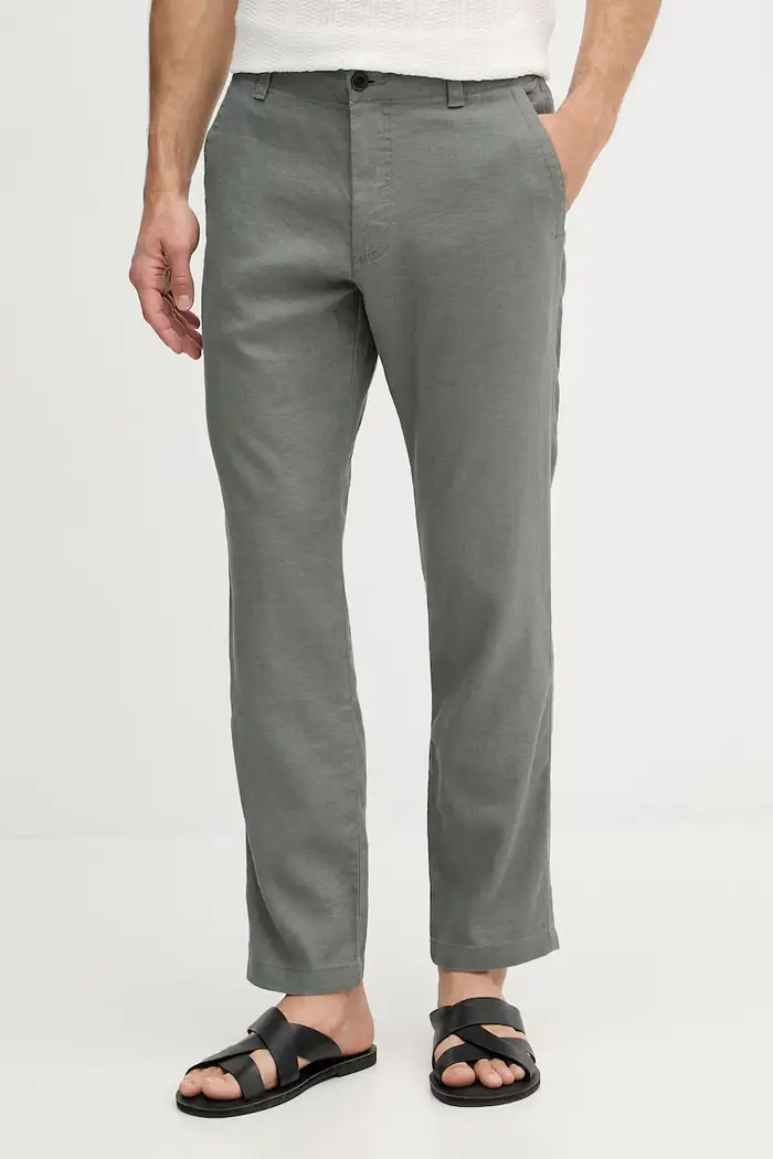 Boss Orange pantaloni da uomo con lino Grigio