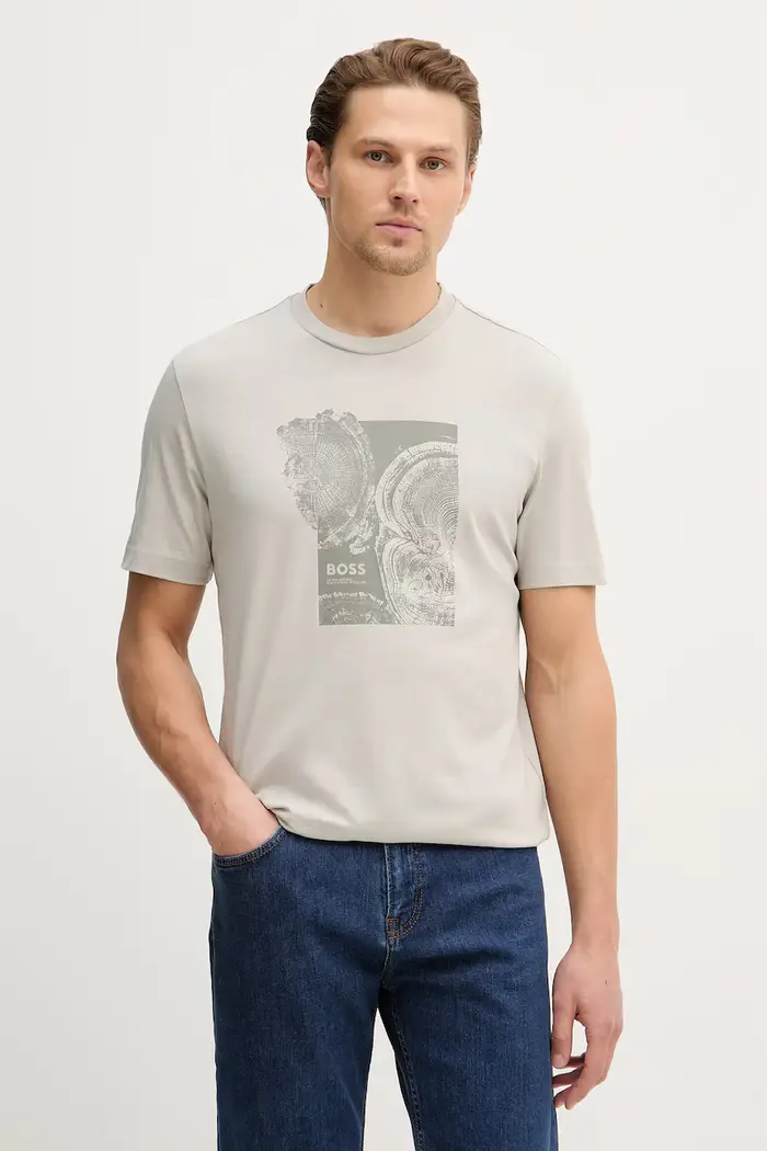 Boss Orange t-shirt in cotone Te_Imprint Grigio