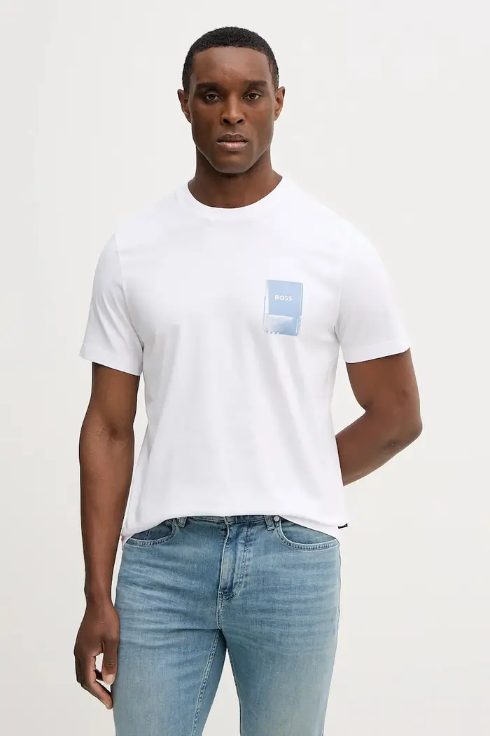 Boss Orange t-shirt in cotone Te_Plain Bianco