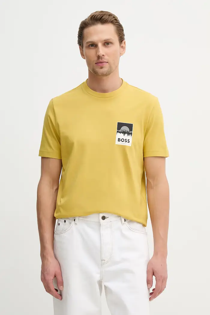 Boss Orange t-shirt in cotone Te_Plain Giallo