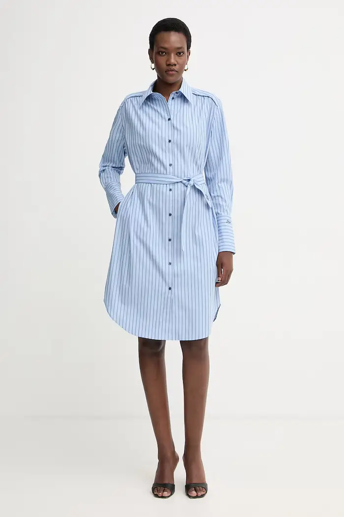 Boss Orange vestito camicia in cotone C Delegant 3 Blu