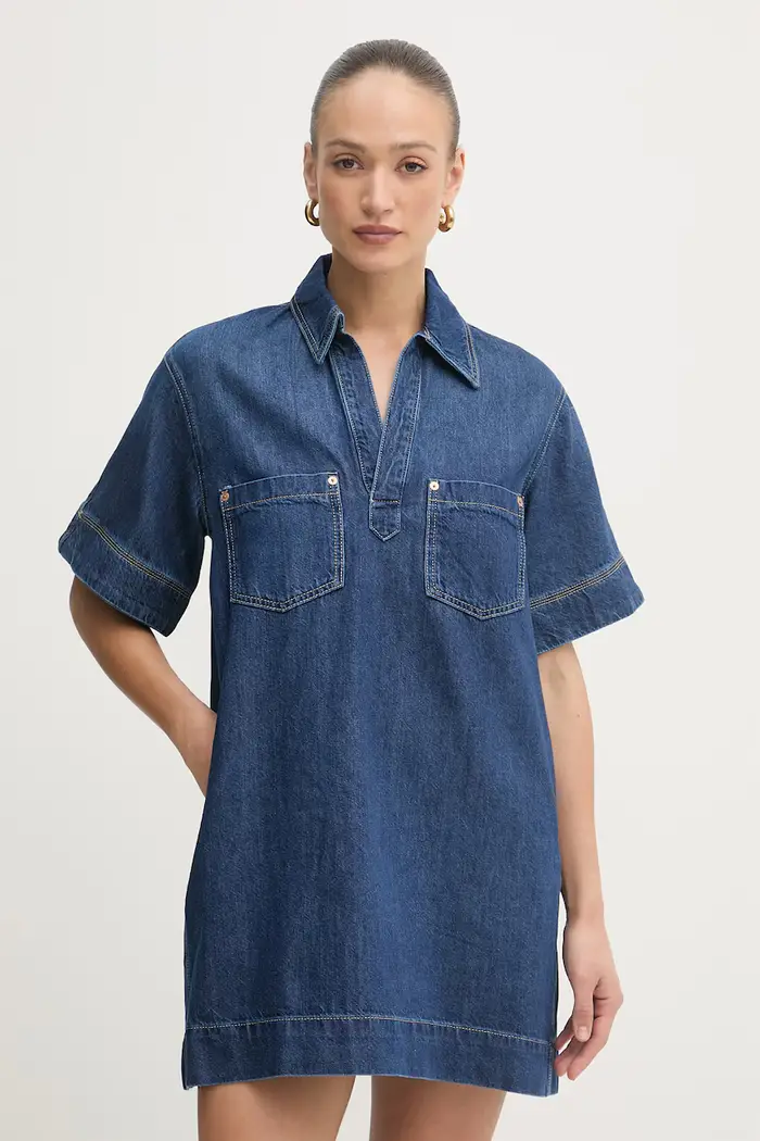 Boss Orange vestito in jeans C POLO DRESS Blu navy
