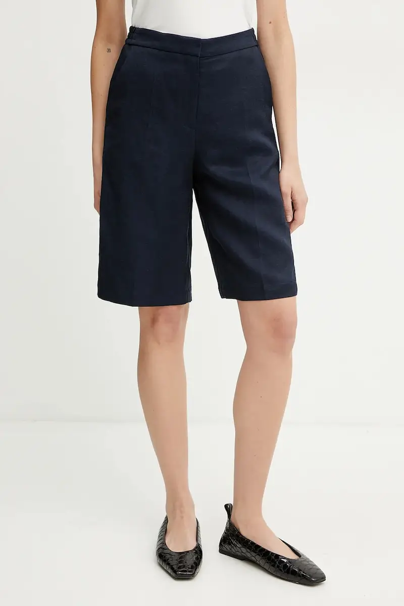 Boss pantaloncini in lino misto donna colore blu navy 50537403