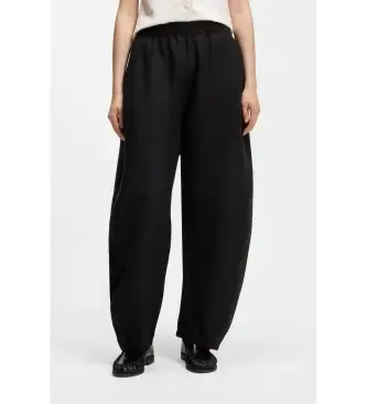 per donna 50559238 Pantaloni neri a gamba larga (40), Nero, Casual, Lino