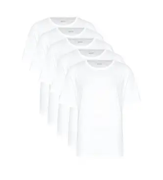 BOSS per uomo 50475392 Confezione da 5 magliette bianche autentiche, Bianco, Homewear, Cotone, Manica corta