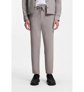 per uomo 50551956 Pantaloni affusolati in tessuto elasticizzato con struttura a griglia beige (48), Casual, Cotone