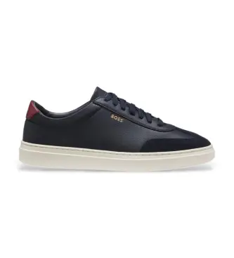 per uomo 50552852 Sneakers in pelle martellata con tallone blu navy a contrasto (42), Basso, Stringhe, Casual