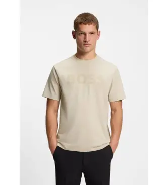 BOSS per uomo 50553636 Maglietta beige con logo iconico, Casual, Cotone, Manica corta