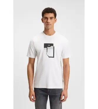 per uomo 50554640 T-shirt bianca in maglia stampata (M), Bianco, Casual, Cotone, Manica corta
