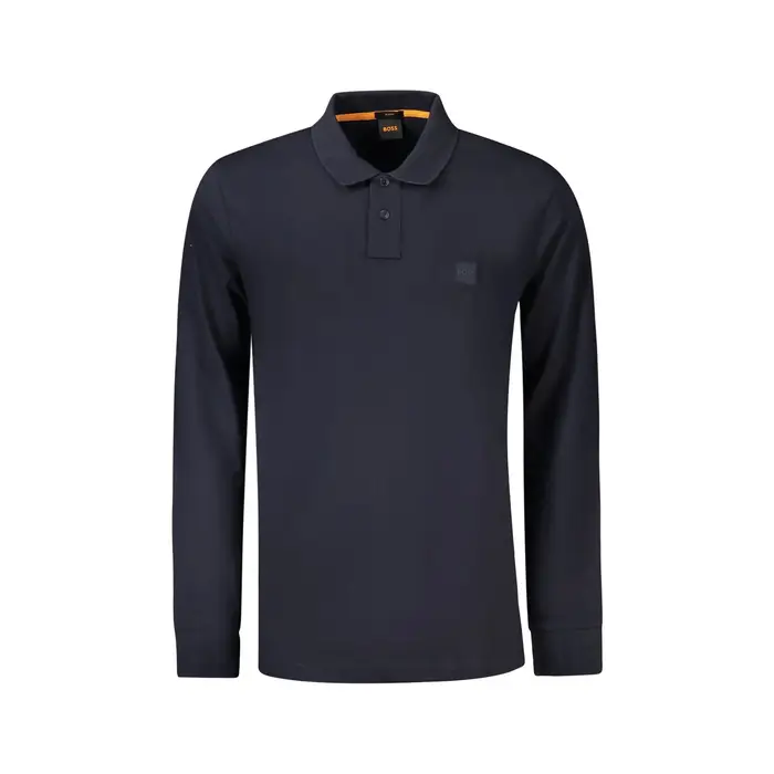 Boss Polo Maniche Lunghe Uomo Blu Ricamo Logo