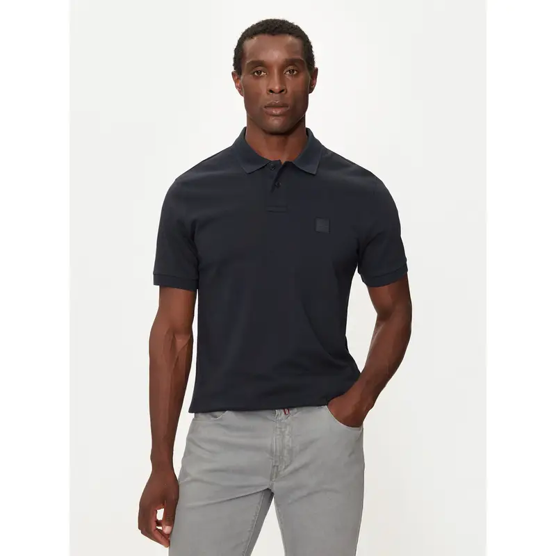 Polo Maniche Corte Uomo Blu Ricamo Logo