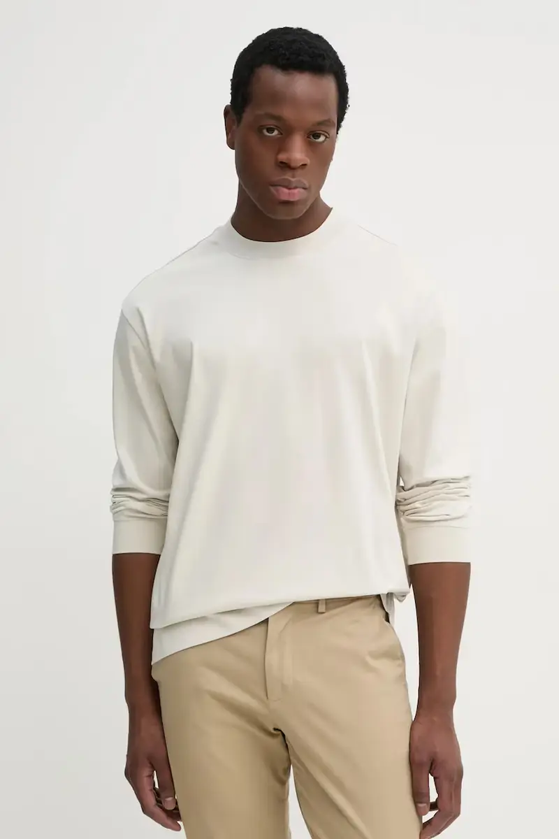 Boss top a maniche lunghe in cotone colore beige 50531331