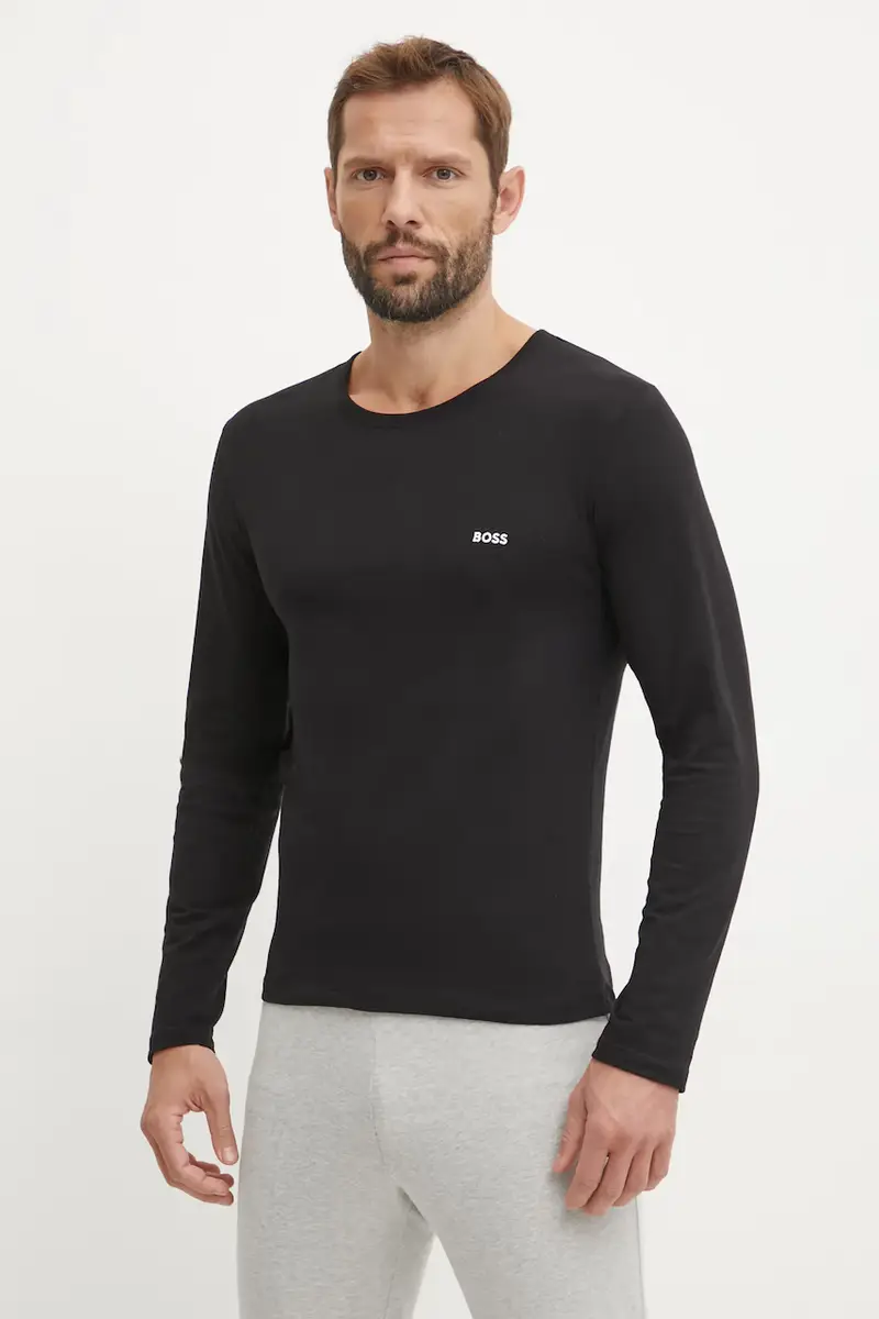 Boss top a maniche lunghe in cotone pacco da 3 colore nero 50492321