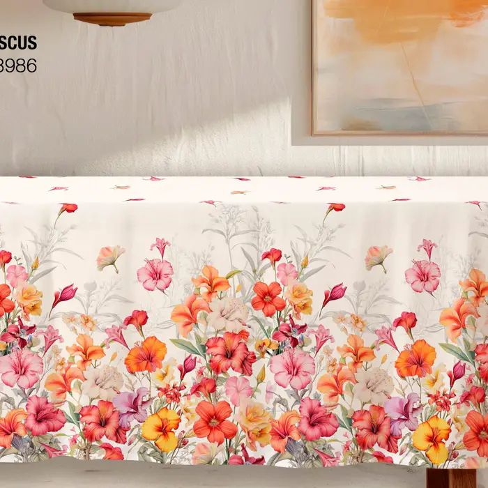 Bossi Tovaglia rettangolare per 4 persone in cotone a fantasia Ibisco multicolor