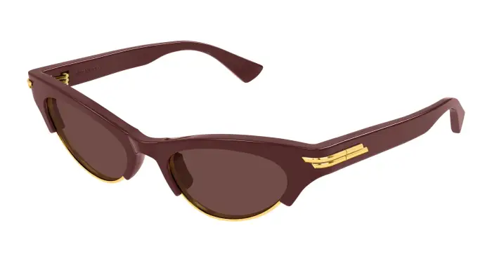 Bottega Veneta Donna BV1431S 004 Occhiali da sole Acetato Bordeaux Marrone Cat Eye