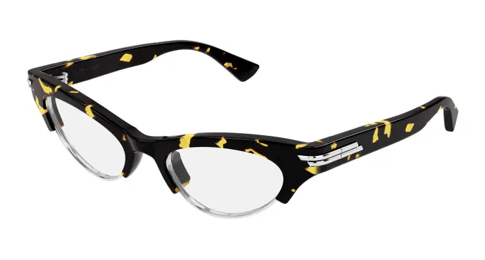 Bottega Veneta Donna BV1431S 010 Occhiali da sole Acetato Havana Trasparente Cat Eye