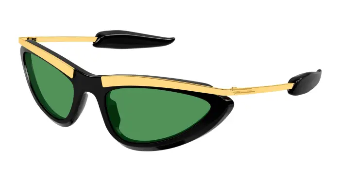 Bottega Veneta Donna BV1477S 002 Occhiali da sole Acetato Nero Verde Cat Eye