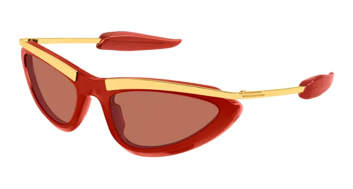 Bottega Veneta Donna BV1477S 005 Occhiali da sole Acetato Rosso Arancione Cat Eye