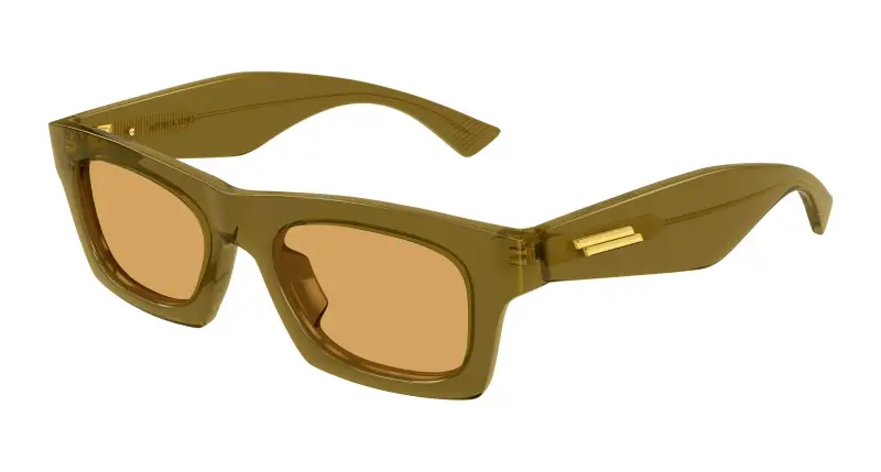 Bottega Veneta Unisex BV1457S 005 Occhiali da sole Acetato Marrone Arancione Squadrata