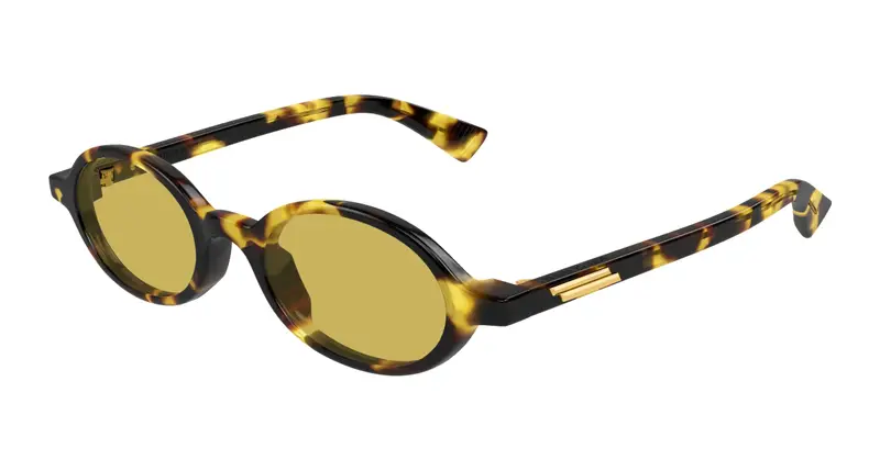 Bottega Veneta Unisex BV1388S 002 Occhiali da sole Acetato Havana Giallo Rotonda