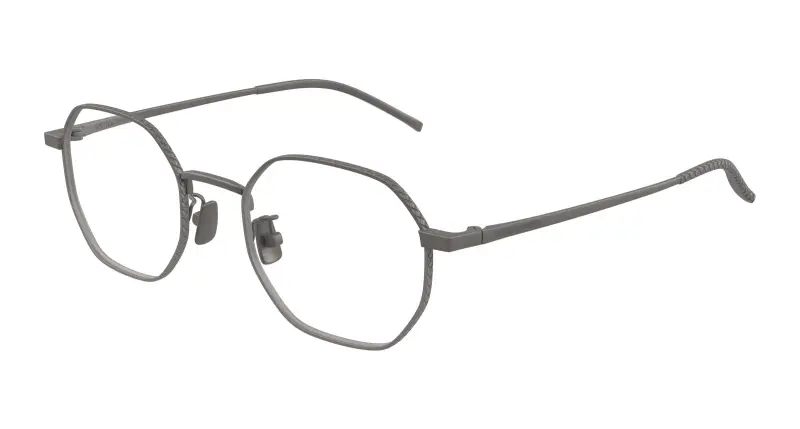 Bottega Veneta Unisex BV1423OA 003 Montature da vista Titanio Rutenio Trasparente Rotonda