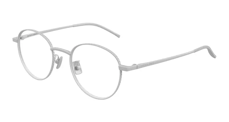 Bottega Veneta Unisex BV1424OA 002 Montature da vista Titanio Argento Trasparente Rotonda