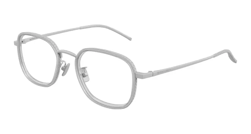 Bottega Veneta Unisex BV1427OA 004 Montature da vista Titanio Argento Trasparente Squadrata