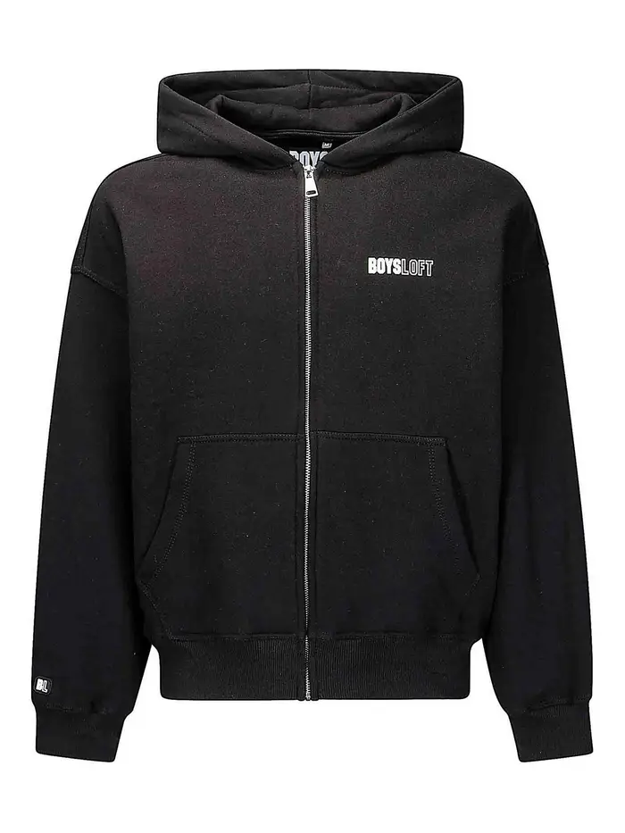 Felpa con cappuccio e zip intera Nero