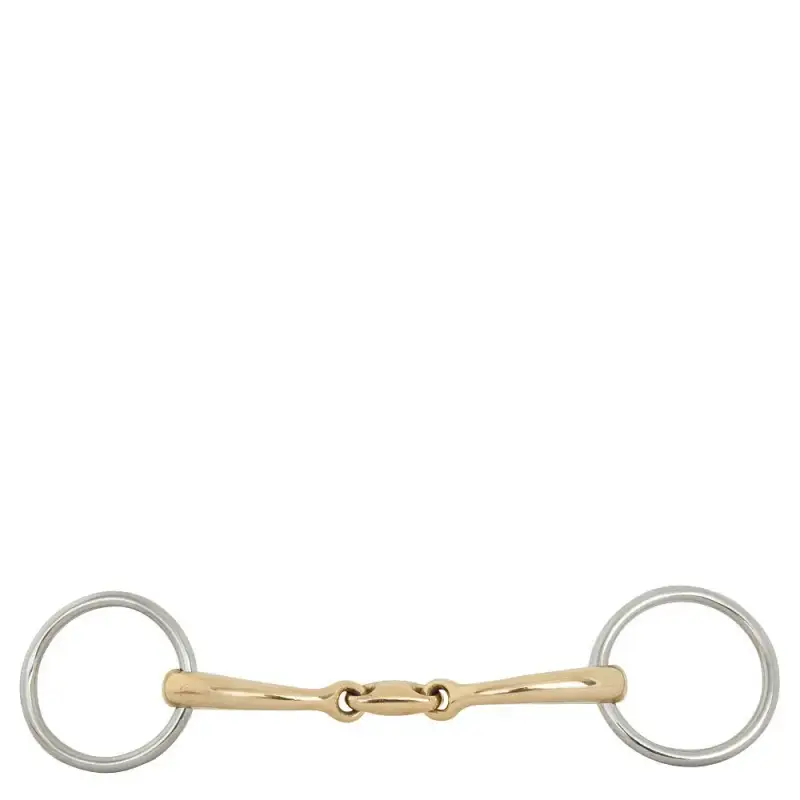 BR Equitation Morso a doppio snaffle per cavallo curvo Soft Contact