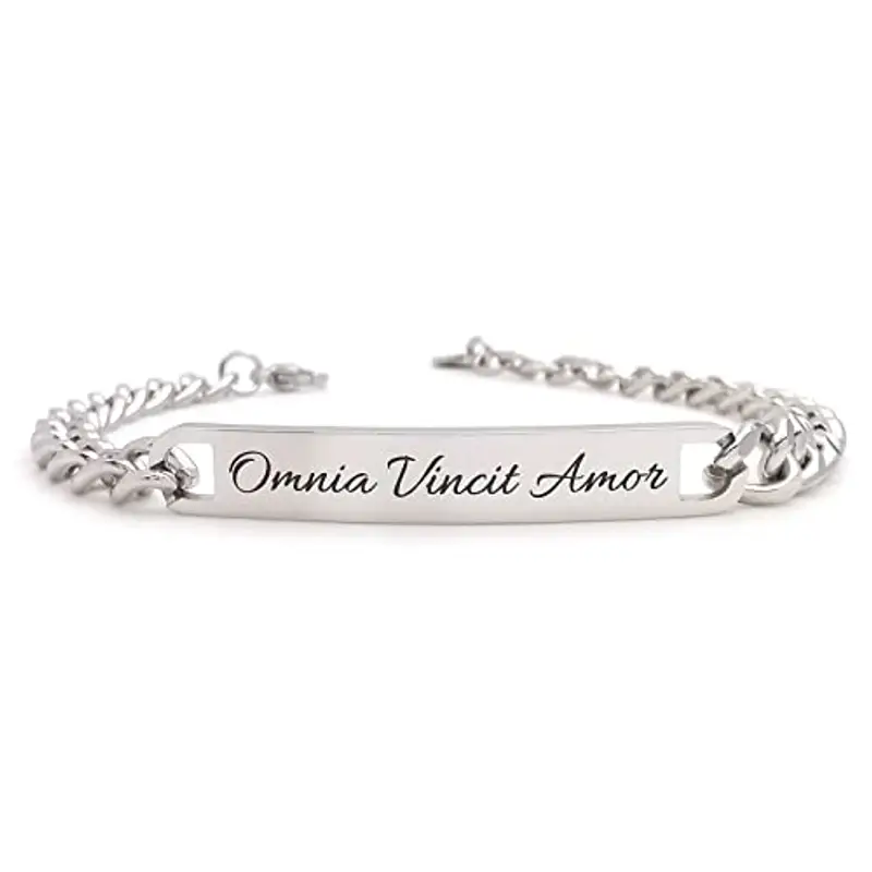 ALMENDRA Bracciale da uomo personalizzato in acciaio con incisione personalizzabile braccialetto regalo ragazzo nome frase