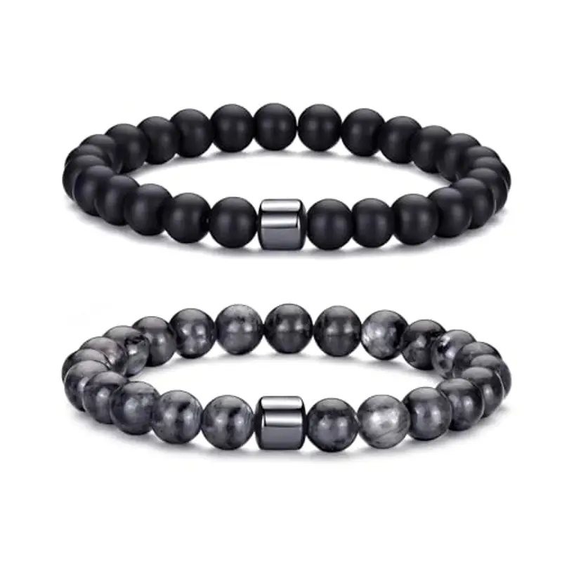 RANKEEF Bracciale Occhio di Tigre per Uomo 8MM Bracciale con Perline in Pietra Naturale Set Braccialetti Elasticizzati in