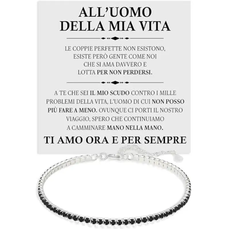 Bramart Bracciale Uomo All'Uomo della Mia Vita Argento Sterling 925 Compleanno Idee Regali per lui, Bracciale Fidanzati Tennis