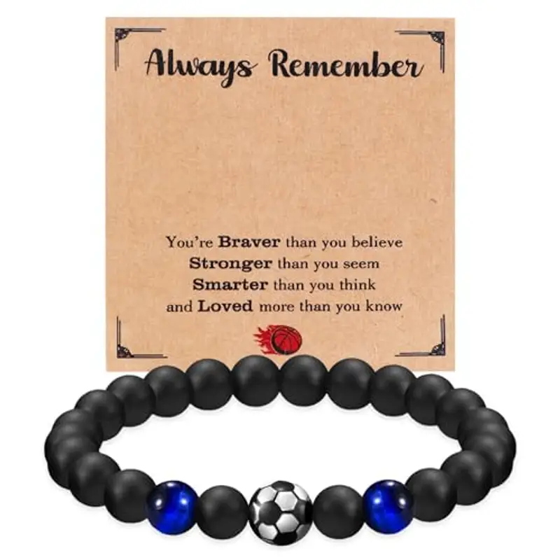 WUISOLQP Braccialetto da calcio, regalo per ragazi, per ragazi, ragazzi, ragazzi, idea regalo per figlio, adolescente, nipote, fratello, 5,