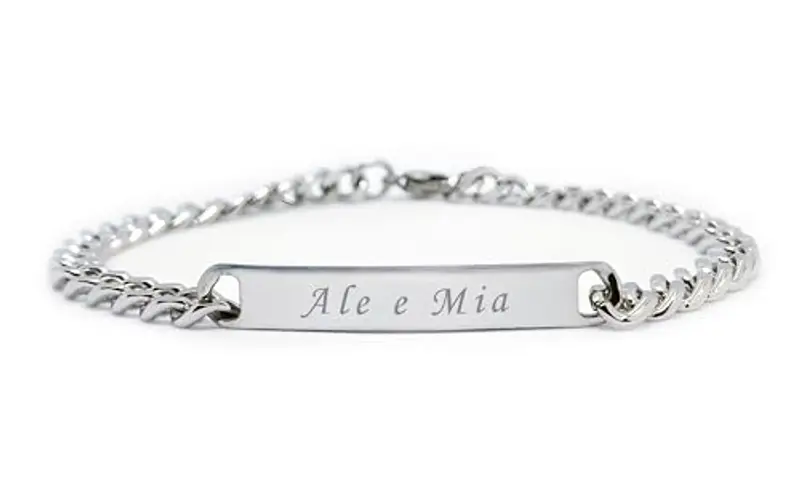 ByClay Laboratory Braccialetto Incisione Uomo o Donna Personalizzabile | Bracciale Catena con piastrina personalizzato in acciaio