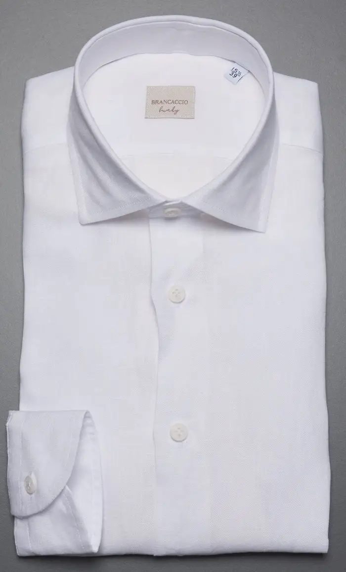 Brancaccio Camicia in puro lino, colore bianco