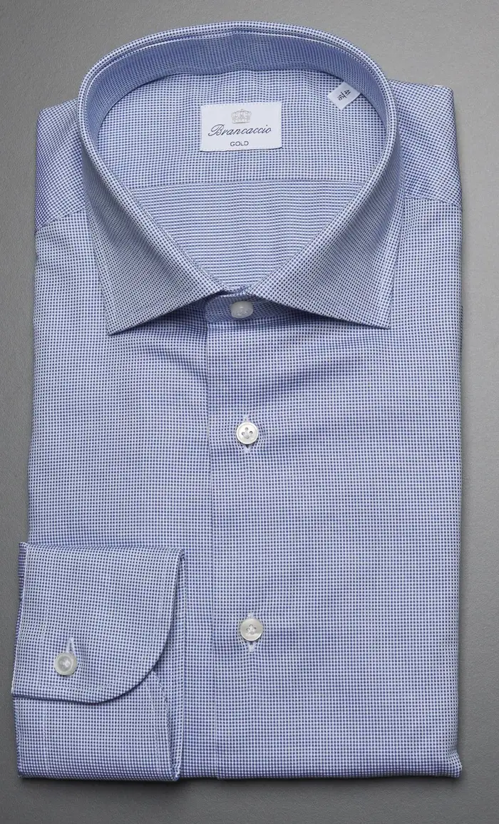Brancaccio Camicia micro quadro collo giò, colore celeste